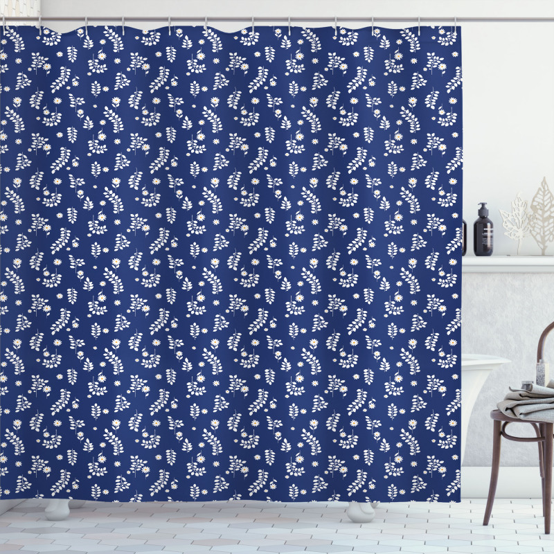 Simple Flowers Leaves Shower Curtain