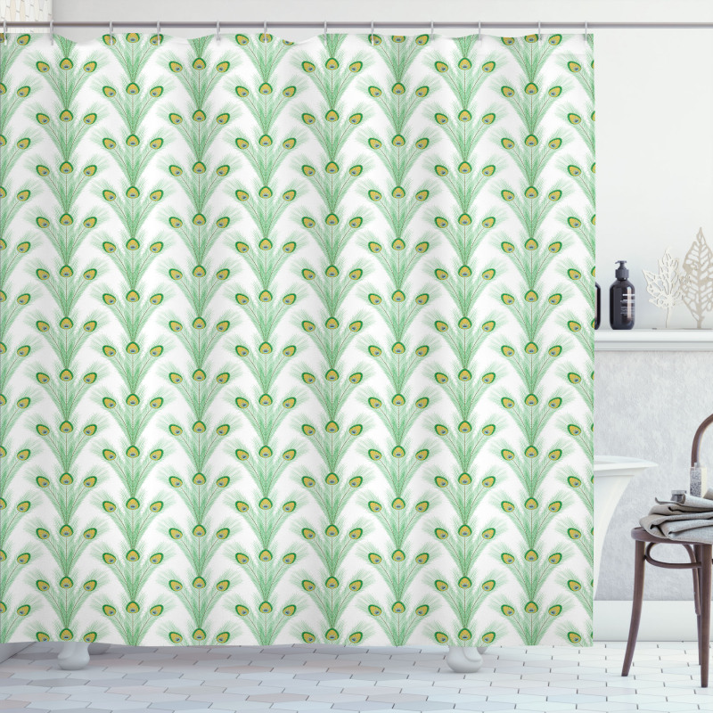 Long Peacock Bird Plumes Shower Curtain