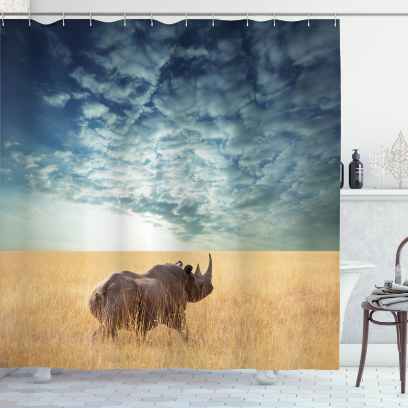 Rhino Dramatic Cloudy Sky Shower Curtain