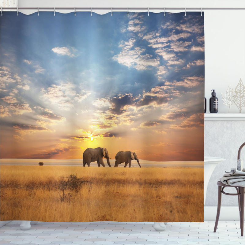 Elephants Untouched Land Shower Curtain