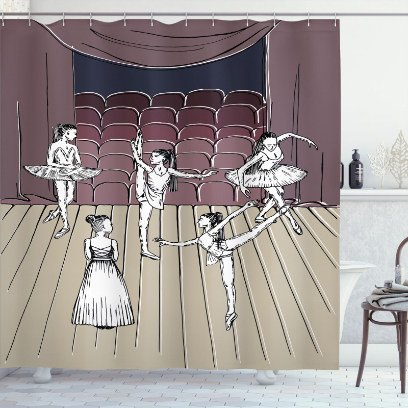 Ballerinas Stage Sketch Shower Curtain