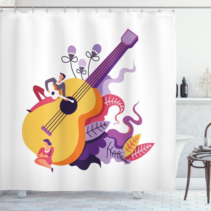 Guitarist Performing Shower Curtain