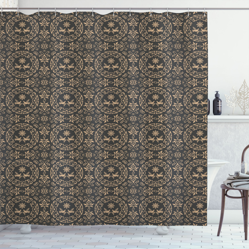 Floral Pigeon Motifs Art Shower Curtain