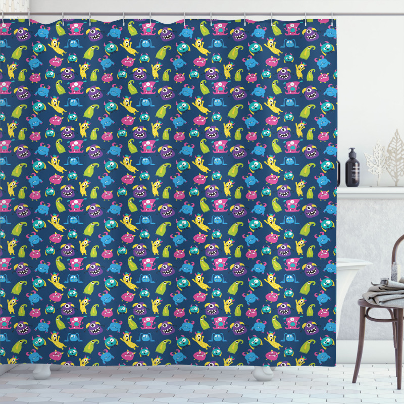 Funny Monsters Making Faces Shower Curtain