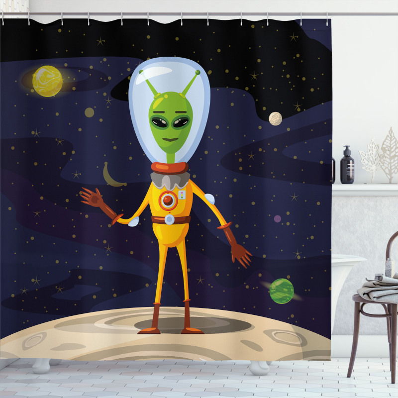 Funny Creature in a Spacesuit Shower Curtain