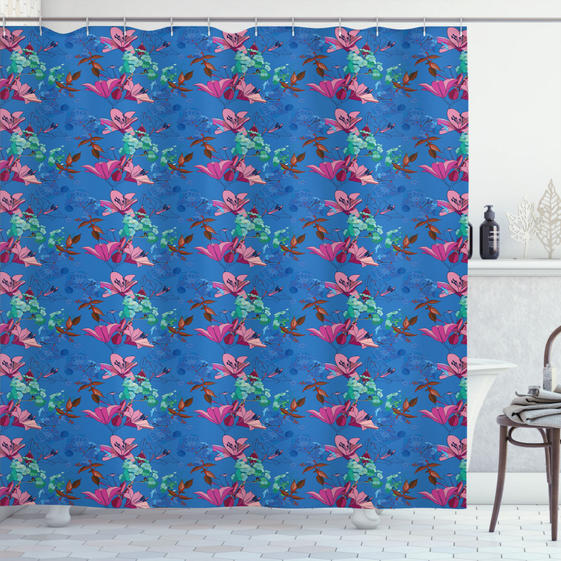 Blooming Lilies and Phloxes Shower Curtain