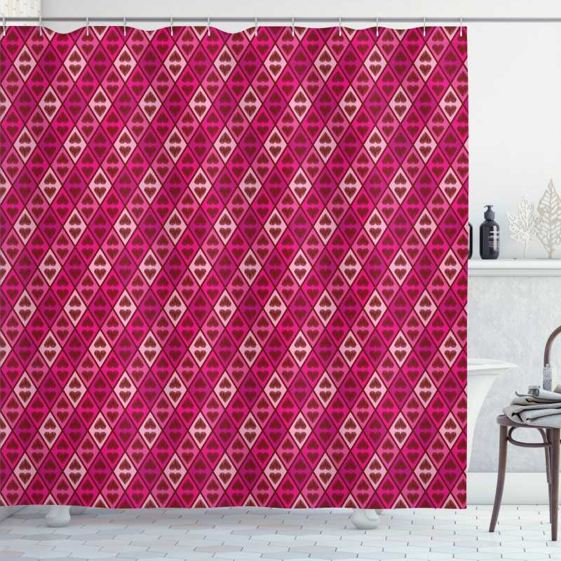 Feminine Sketchy Hearts Shower Curtain