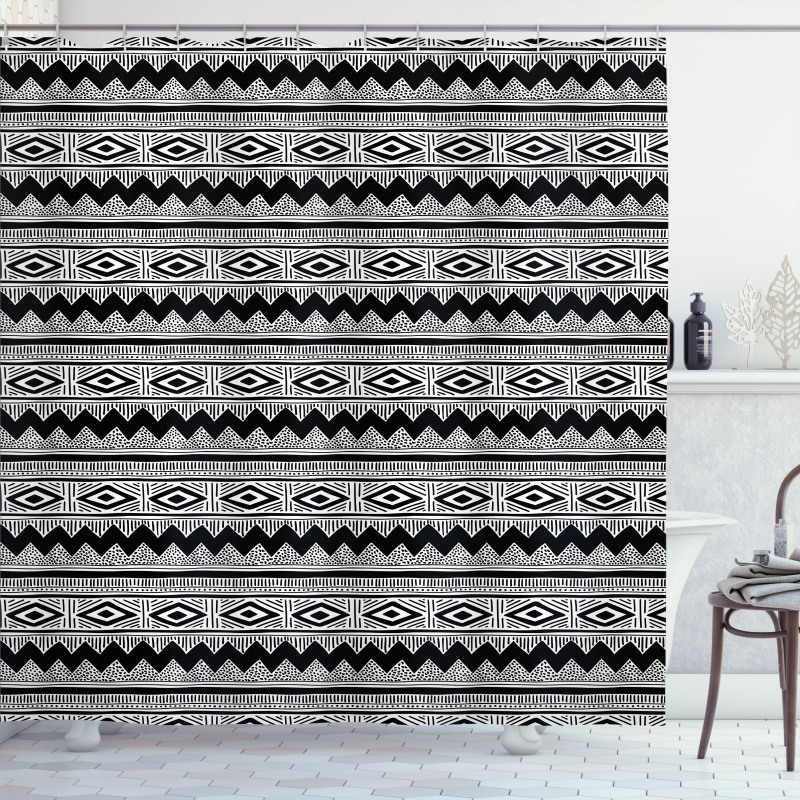 Zİgzags Native Details Shower Curtain