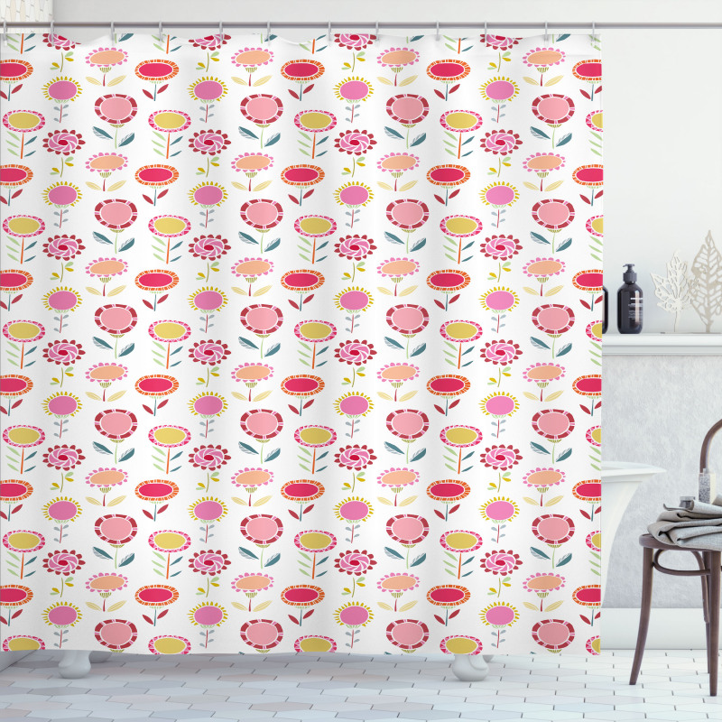 Vibrant and Doodle Style Shower Curtain