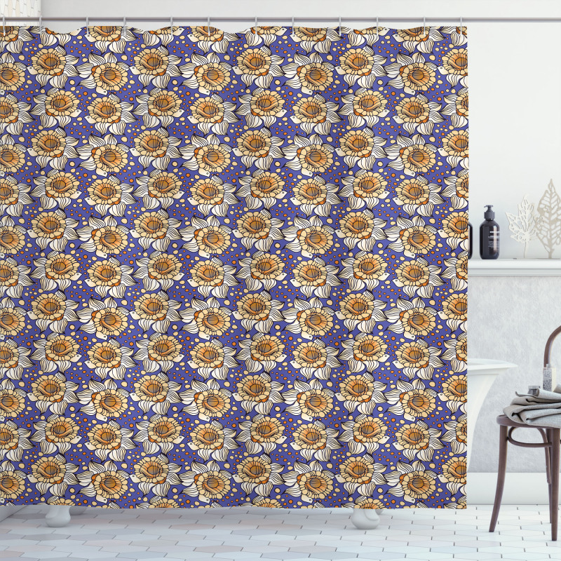 Flowers Round Spots Shower Curtain