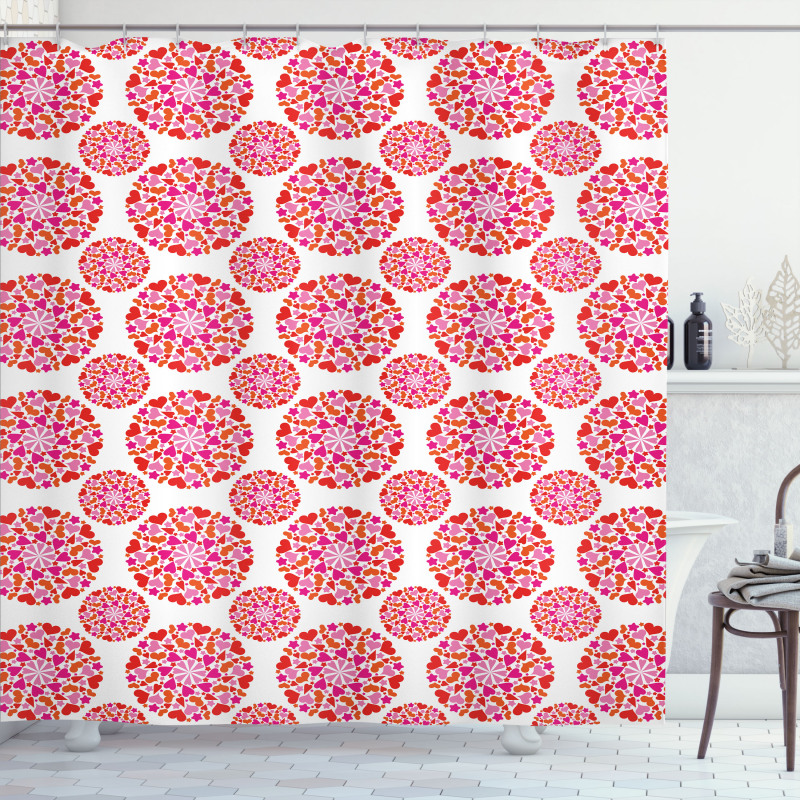 Hearts in Circles Shower Curtain