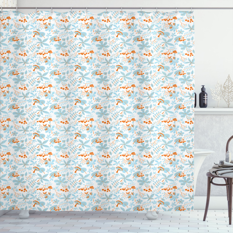 Fall Leaves Mushrooms Shower Curtain