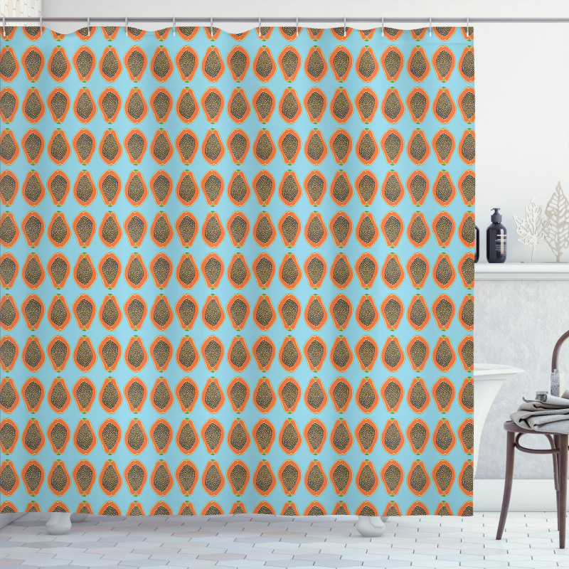 Halved Tropic Papayas Shower Curtain