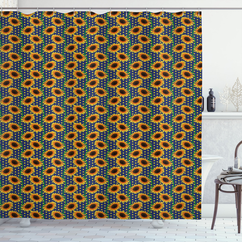 Sunflowers Polka Dots Shower Curtain