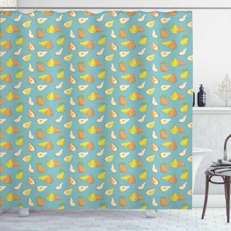 Colorful Sketchy Fruit Sliced Shower Curtain