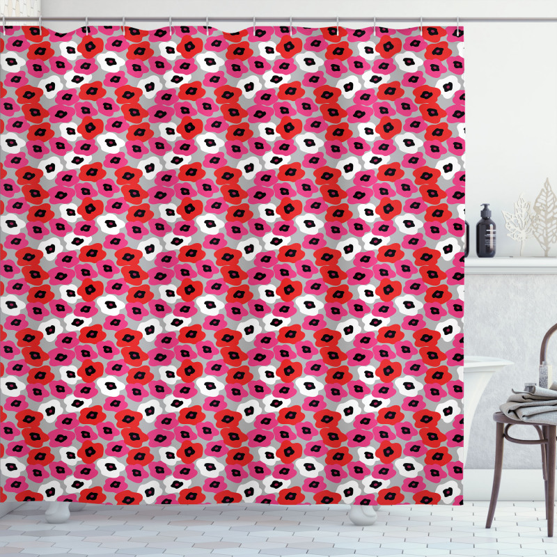 Flower Look Motif Shower Curtain