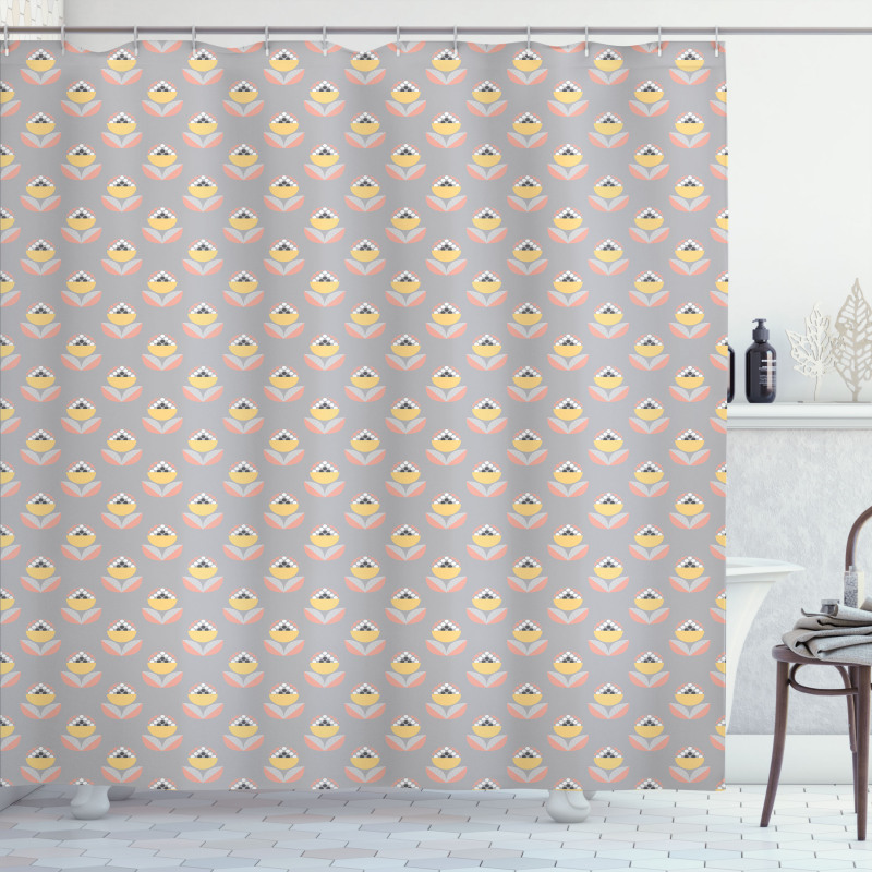 Abstract Geometric Flower Shower Curtain