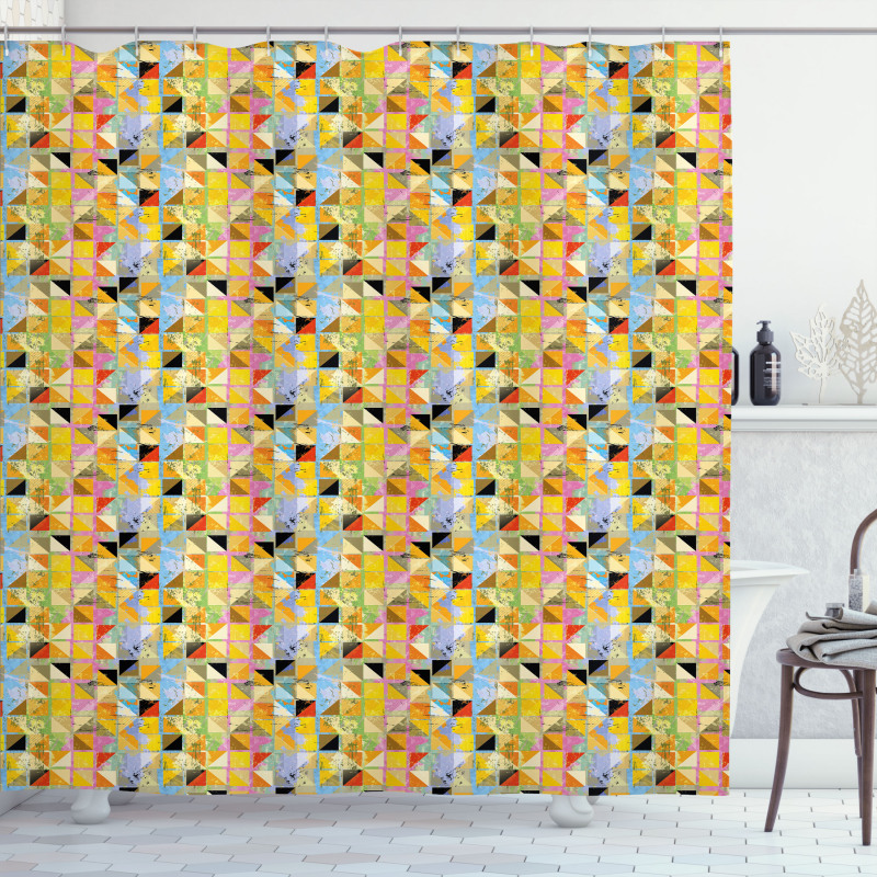 Creative Grunge Squares Shower Curtain