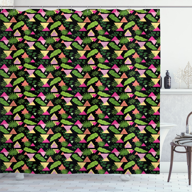 Exotic Leaves Triangles Shower Curtain