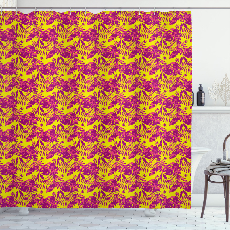 Modern Vibrant Tropic Leaves Shower Curtain