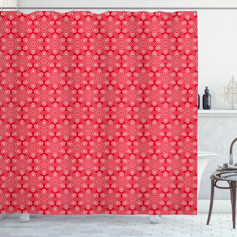 Snowflake Motif with Dots Shower Curtain