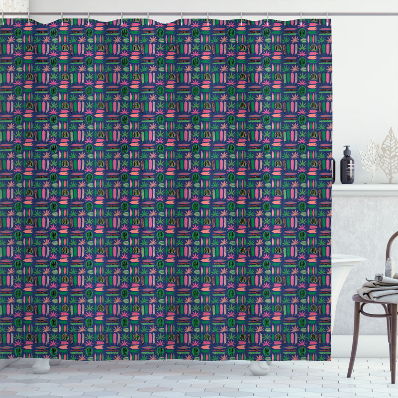 Contemporary Vibrant Leaves Shower Curtain