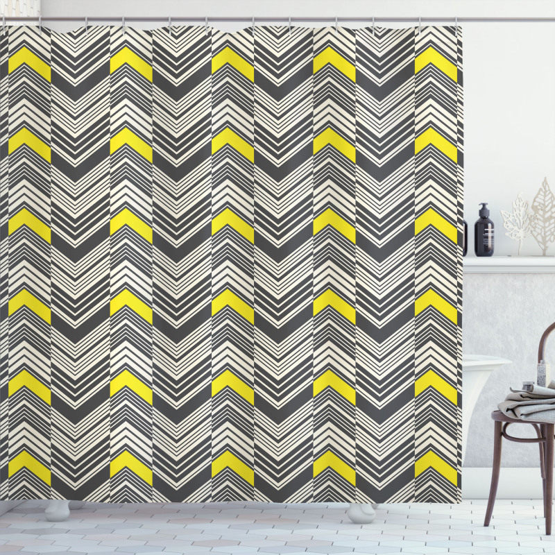 Nostalgic Abstract Zigzags Shower Curtain