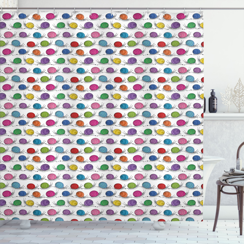 Funny Shelled Vivid Snails Shower Curtain