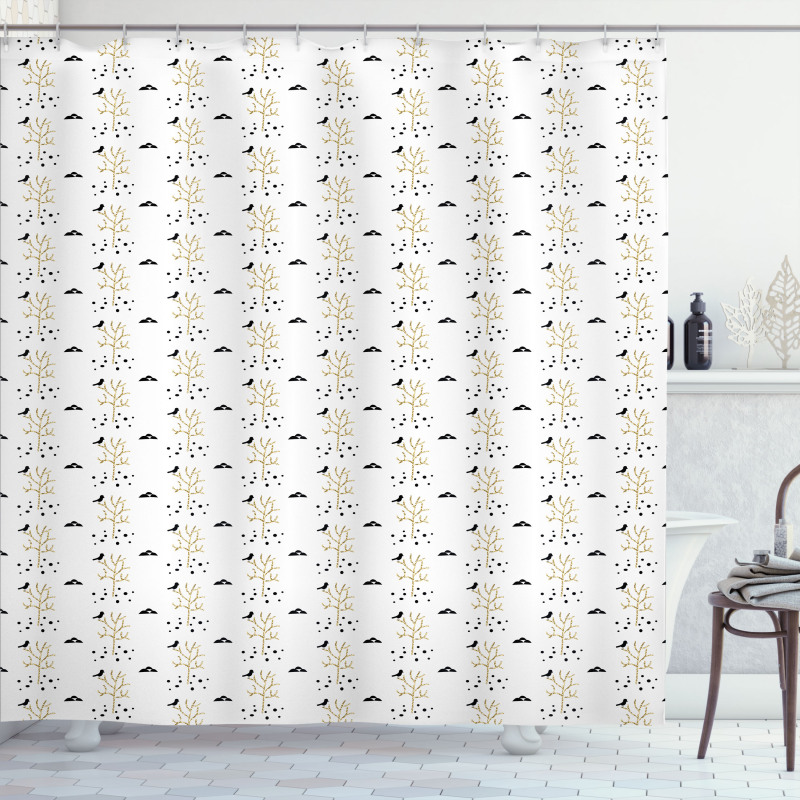 Bare Trees and Birds Shower Curtain