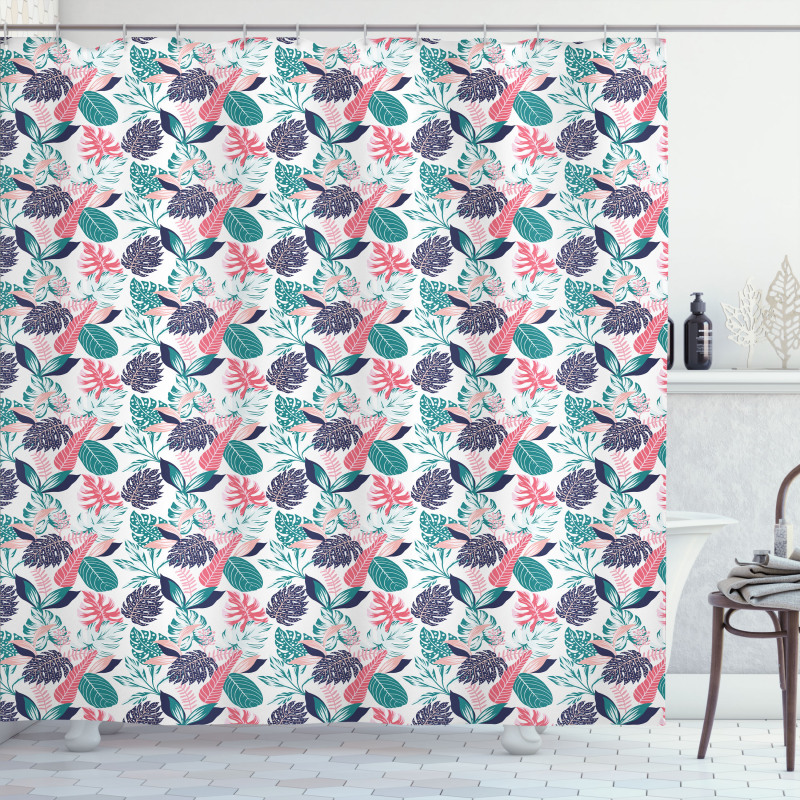 Exotic Abstract Leaves Shower Curtain