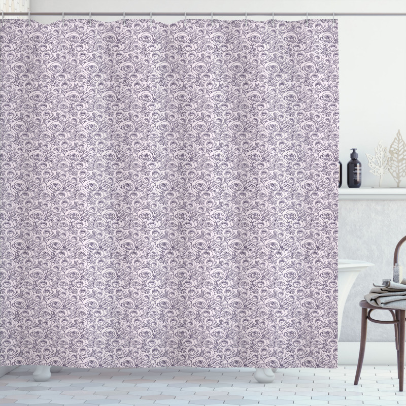 Outline Roses Shower Curtain