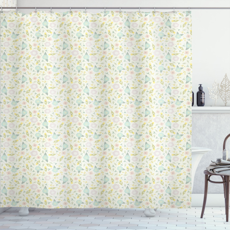 Pastel Tone Flora Shower Curtain