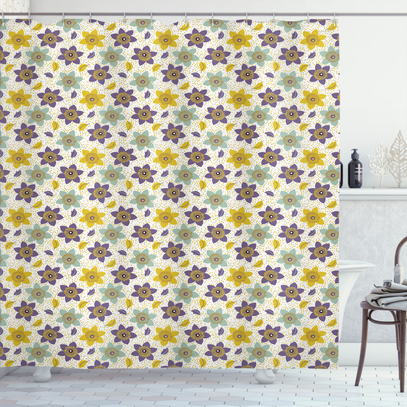 Creative Dots and Flowers Shower Curtain