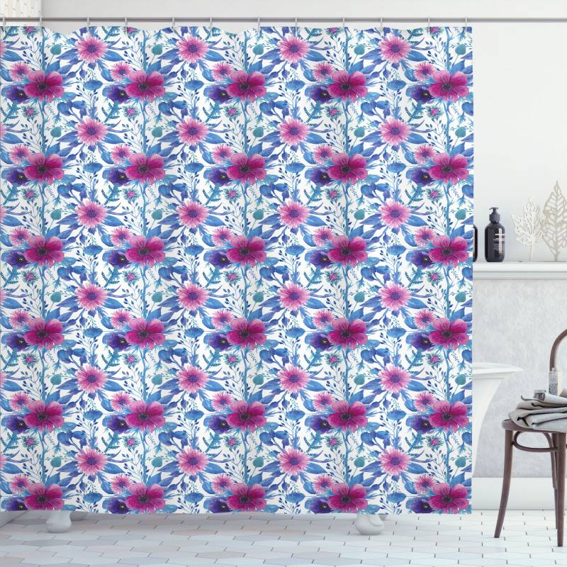 Watercolor Nosegay Flowers Shower Curtain