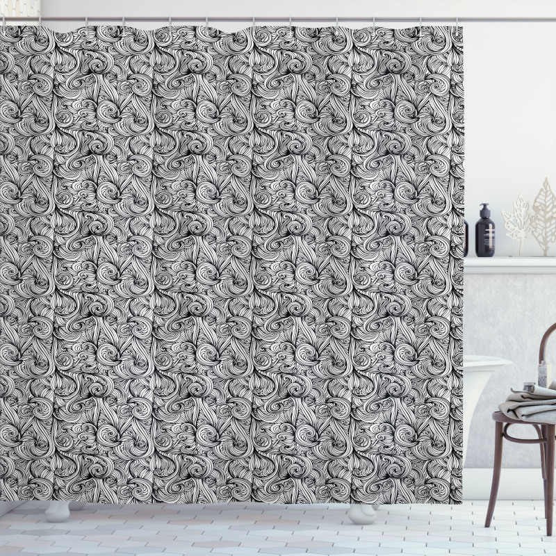 Hair Like Curlicue Waves Shower Curtain