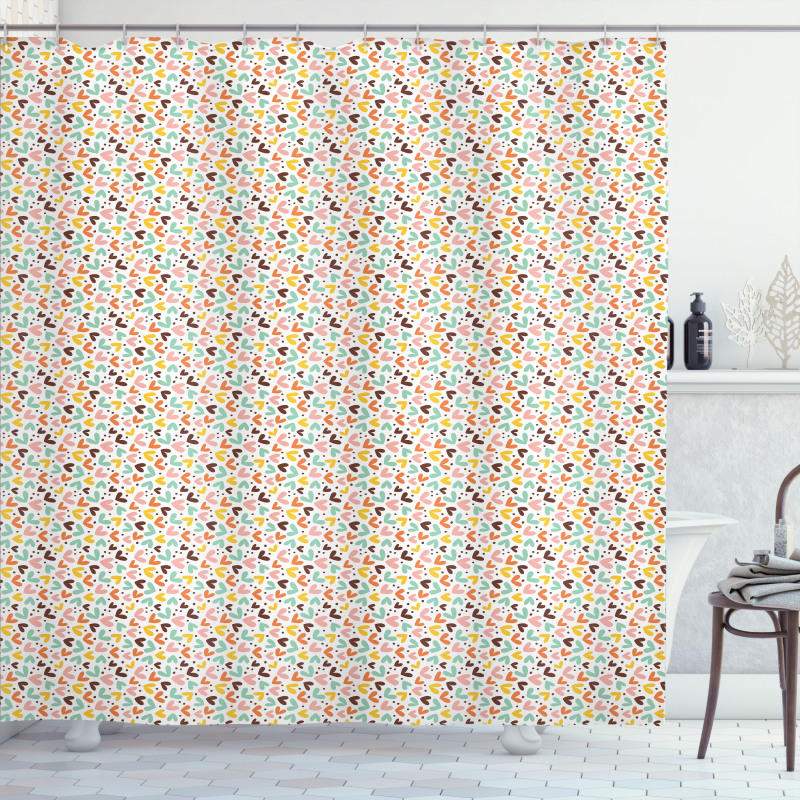 Love Hearts and Dots Shower Curtain