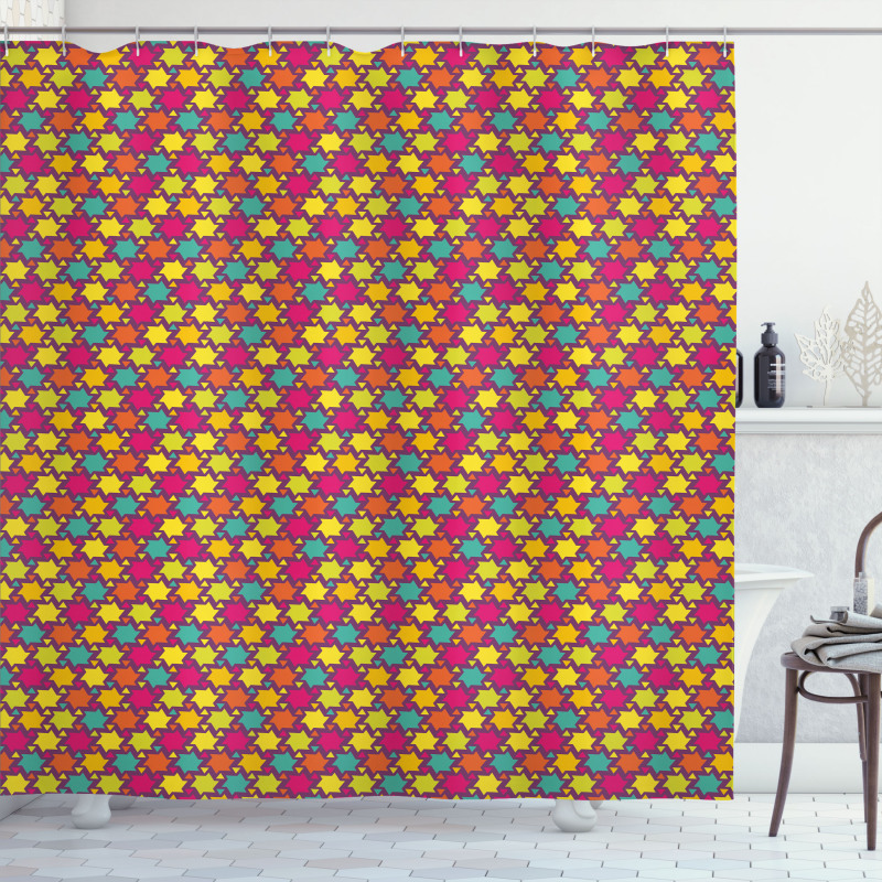 Colorful Geometric Star Shower Curtain