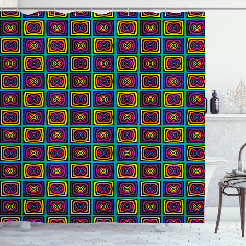 Nested Square and Circles Shower Curtain