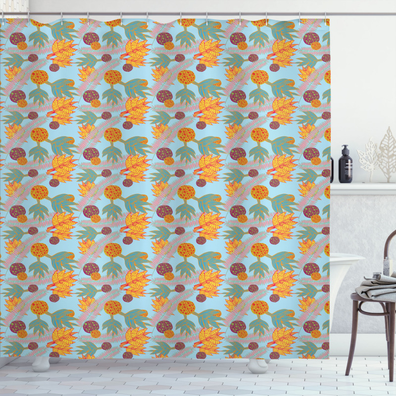 Abstract Tropic Plants Shower Curtain