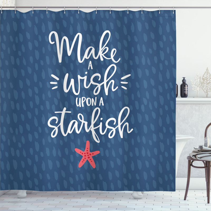 Nautical Text with Starfish Shower Curtain