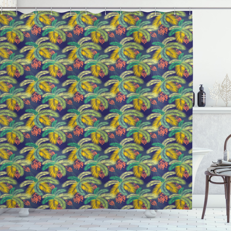 Exotic Aloha Palm Leaves Shower Curtain