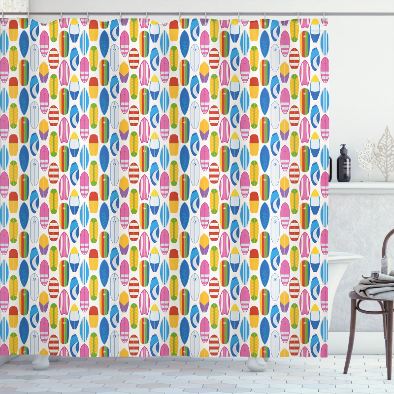 Colorful Summer Surfboards Shower Curtain