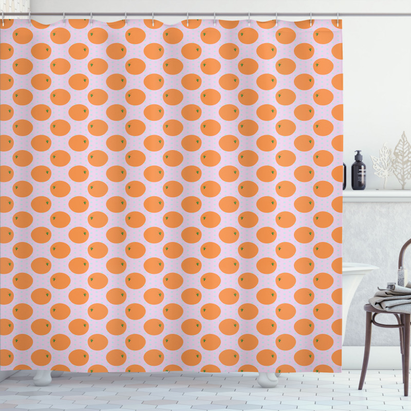 Citrus Fruit on Polka Dots Shower Curtain