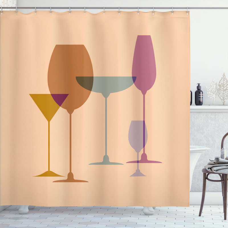 Wine Glasses Silhouette Art Shower Curtain