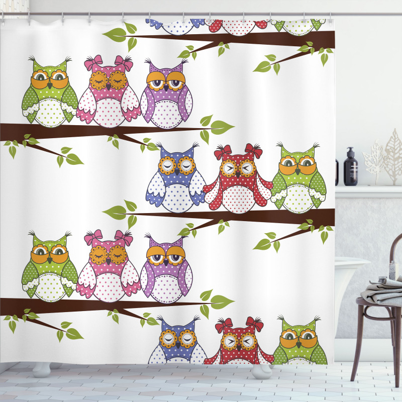 Birds on Tree Branches Shower Curtain