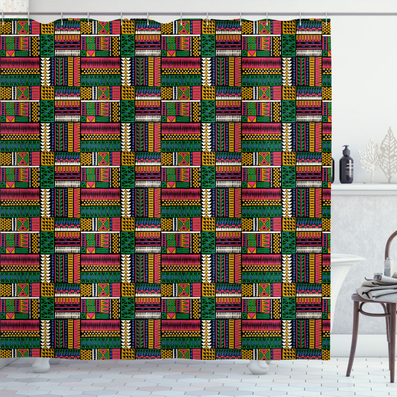 Geometrical Tribal Ornate Art Shower Curtain