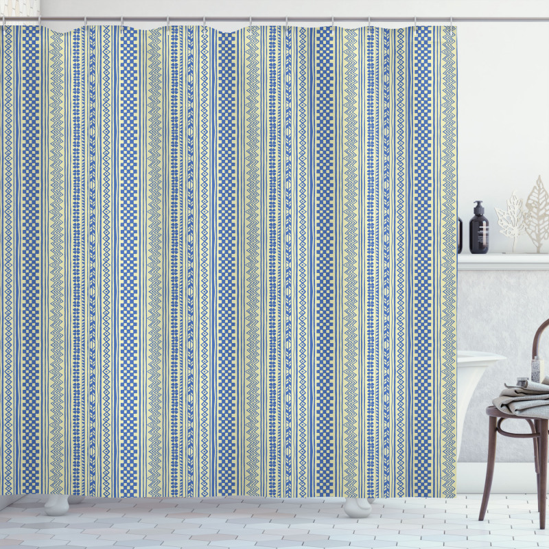 Vertical Chevrons and Strips Shower Curtain