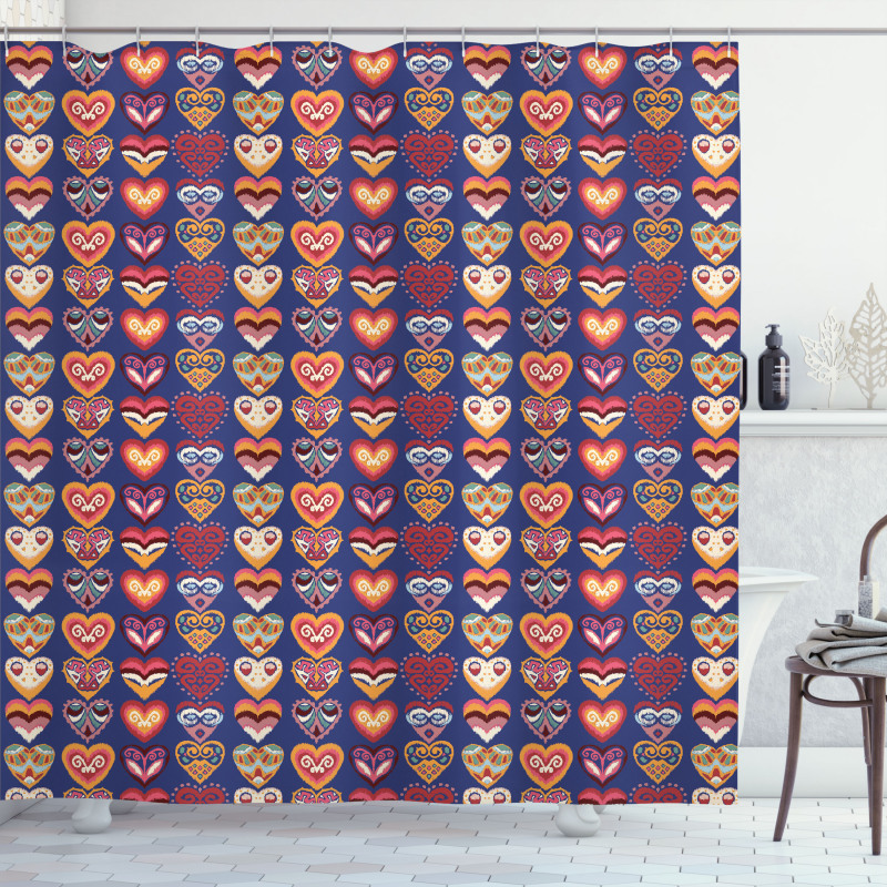 Colorful Hearts Art Shower Curtain