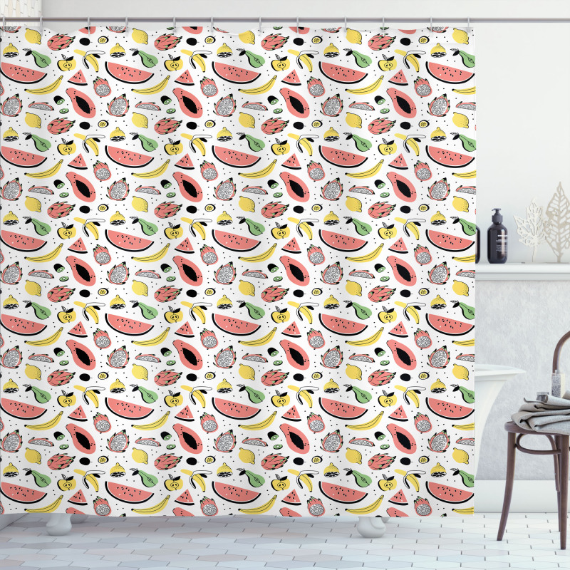 Tasty Food Doodle Shower Curtain