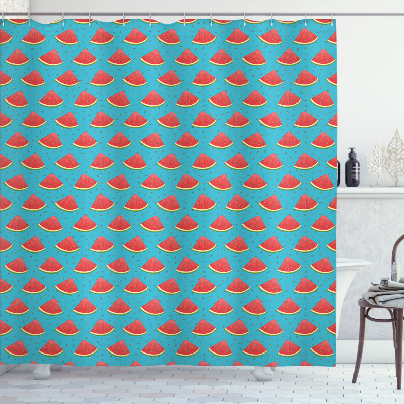 Triangular Slices and Seeds Shower Curtain